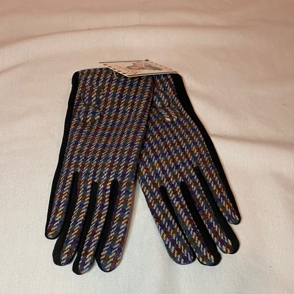 Elegant Multicolor Houndstooth Men's Gloves